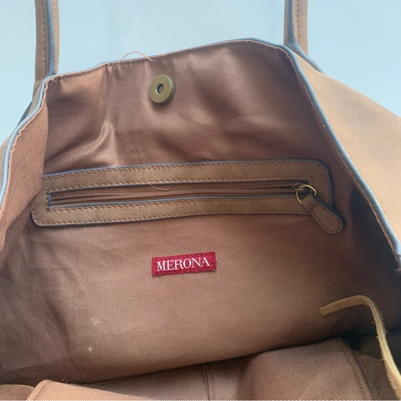 Merona Leather Tote Handbag‎ Brown - Picture 7 of 8